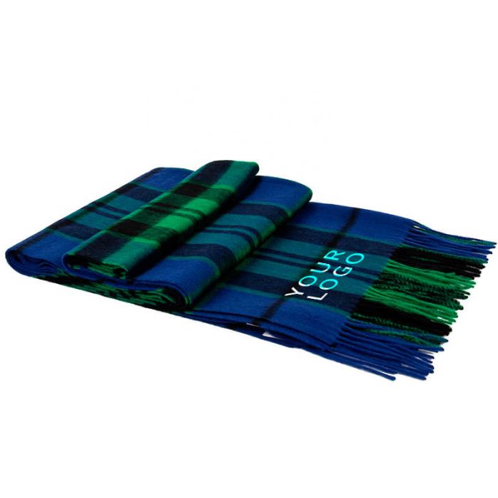 Custom Long Plaid Shawl Thick Blanket Winter Cashmere Scarf Warm Tassels Stole