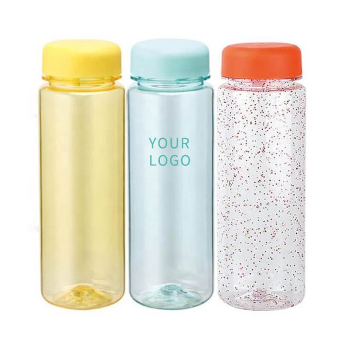 Yellow Plastic Water Bottle With Handle on Blue Background | Premium AI