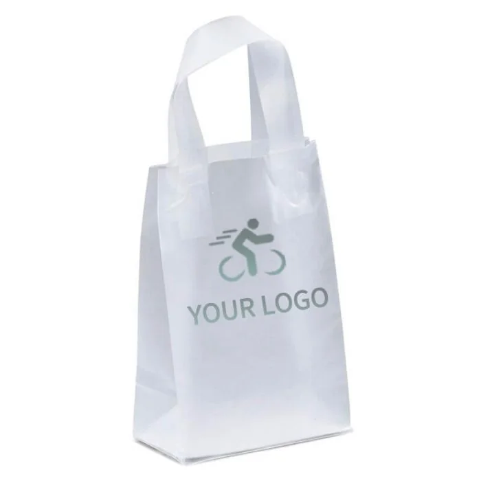 Custom Frosted Plastic Retail Bags with Logo – 5" W × 8" H × 3" D