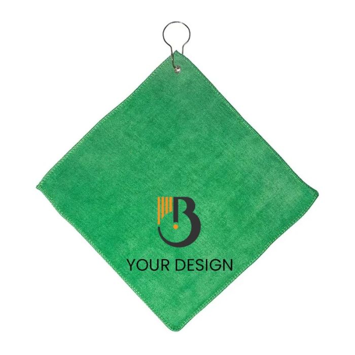 Custom Polyester Microfiber Golf Towel with Grommet and Hook 
