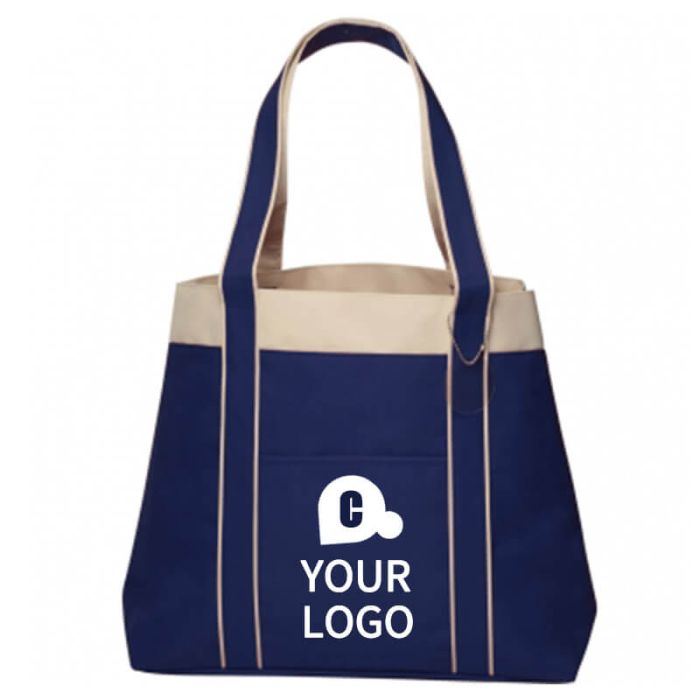 Custom Polyester 16.25W x 13.25H Shopping Tote Laminated Retail Bag Grocery Bags 