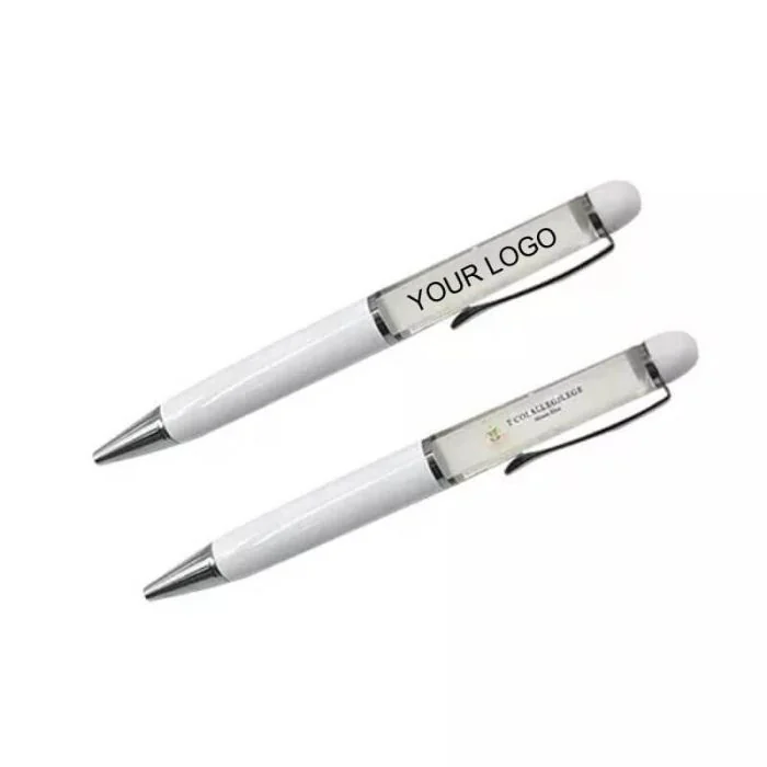 Custom Promotional Liquid Floating Ballpoint Pen Logo Magnifier Ball Pen