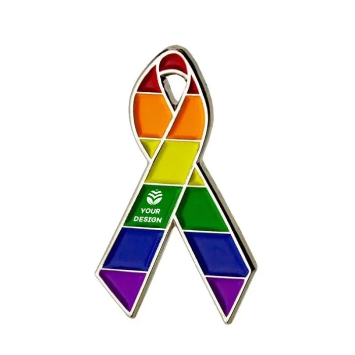 Custom Rainbow Ribbon Lapel Pin for LGBTQIA Pride and Awareness