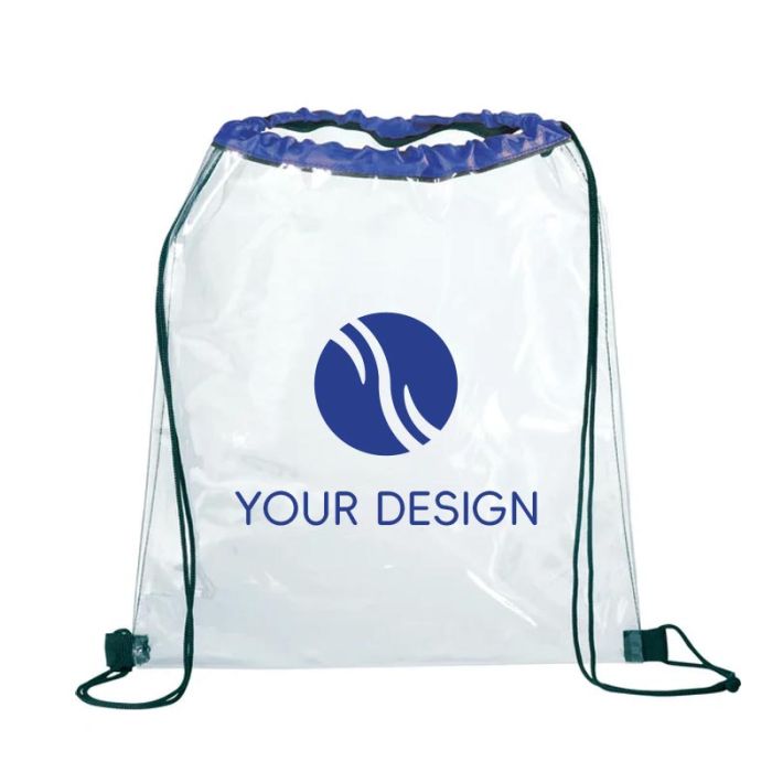 Custom Rally Clear PVC Cinch Bag 15.25"H x 13.25" W