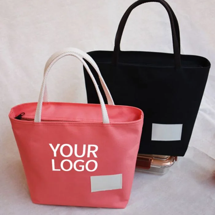 Custom Recyclable Lunch Bags 8.27"W x 8.86"H Fashionable Gift BagCanvas Handbag Small Shopping Tote