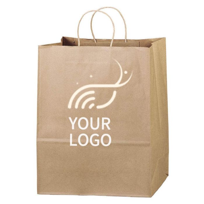 Custom Recyclable Paper Shopping Bags 13W x 15.17H Eco-friendly Gift Tote Retail Bag