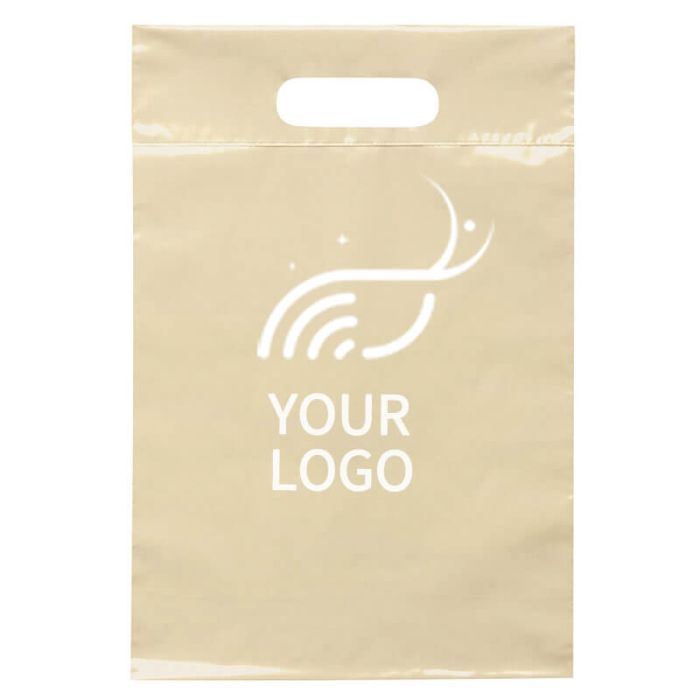 Custom Recyclable Plastic Bag 9.5W x 14H Die Cut Retail Packing Gift Bags
