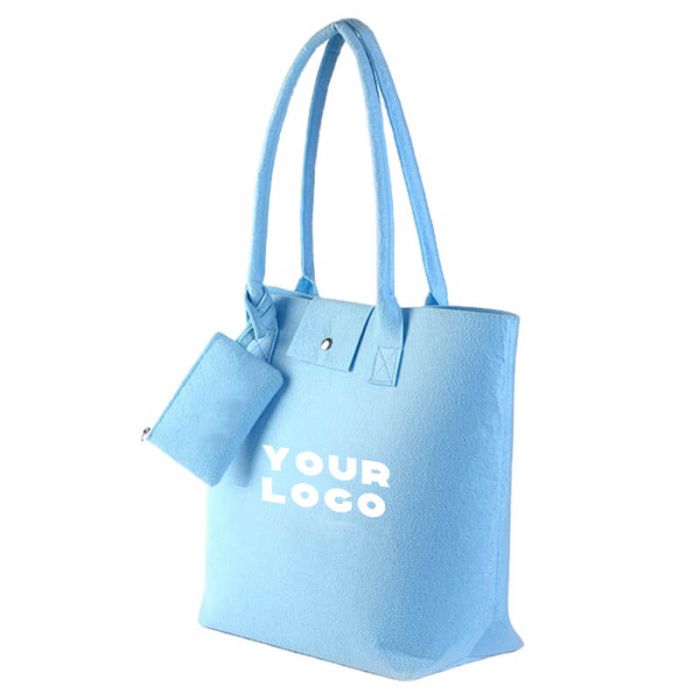 Custom Recycling Wholesale 14"W x 16"H Felt Fabric Shopping Tote Bag with A Coin Bag