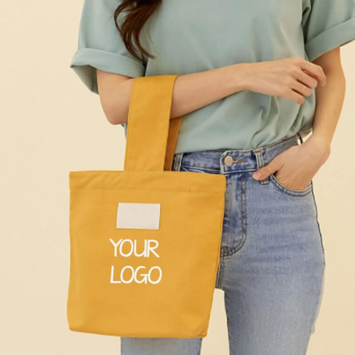 Custom Reusable Canvas 10.24"W x 11.02"H Bags Shopping Gift Tote Grocery Bag Lunch Bags with One Wide Handle