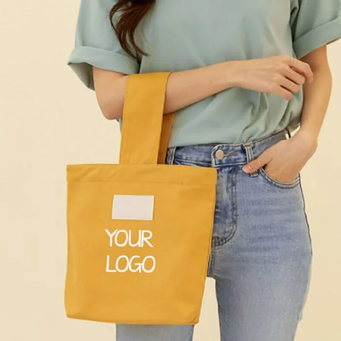 Custom Reusable Canvas 10.24"W x 11.02"H Bags Shopping Gift Tote Grocery Bag Lunch Bags with One Wide Handle