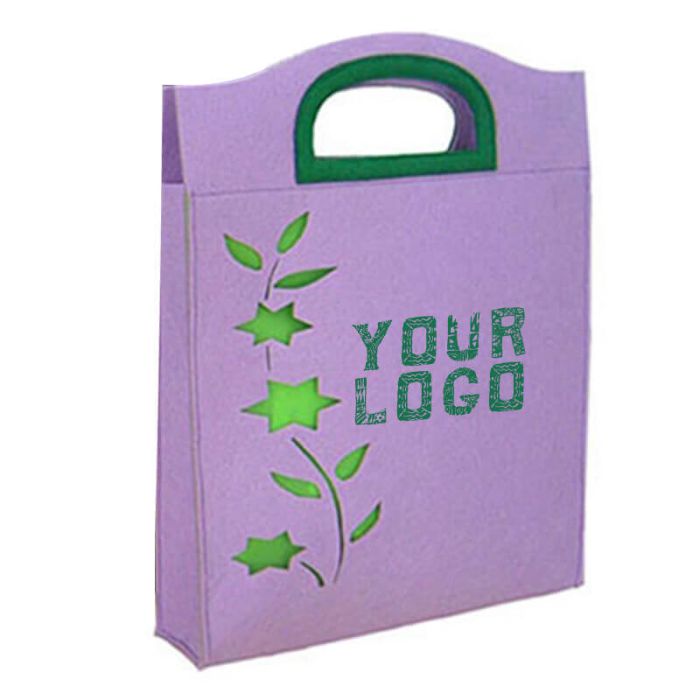 Custom Reusable Felt Bag 13.8"W x 9.4"H with Die-cut Handles Shopping Bag Grocery Tote for Gift Promotion