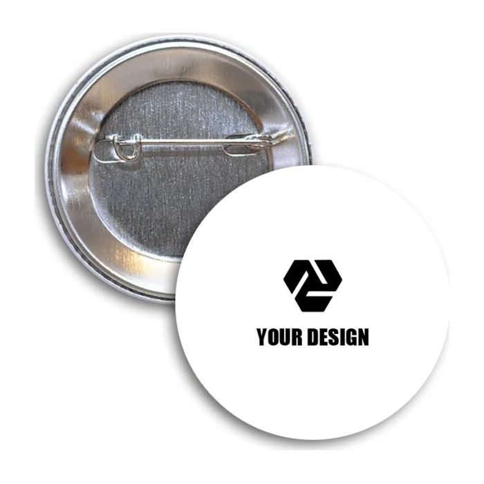 Custom Round Metal Buttons with Safety Pin Backing 1.75" Diameter