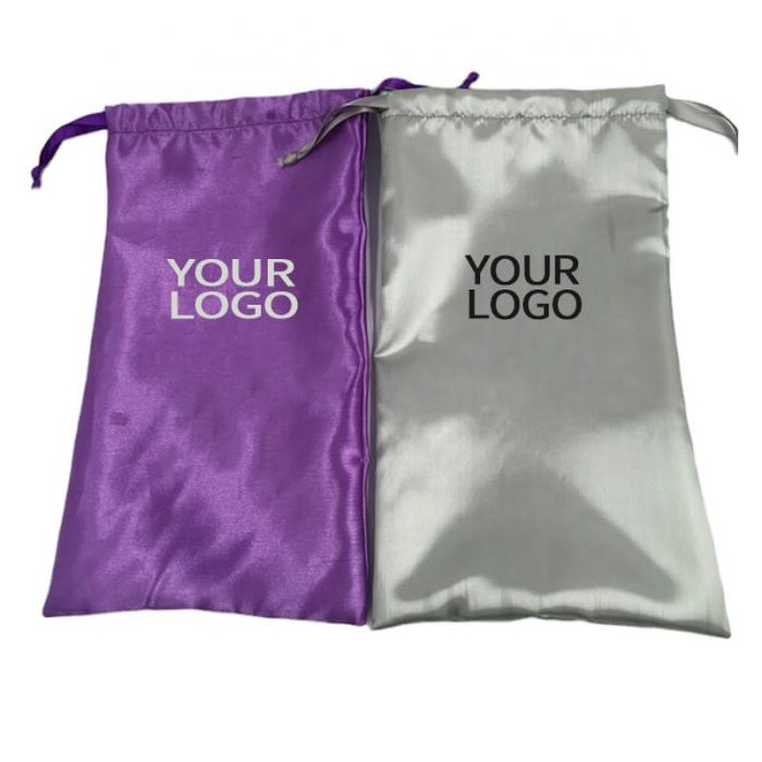 Custom Satin Drawstring Bag 5.12"W x 7.09"H Silky Pouch Jewelry Storage Bag for Promotional Events