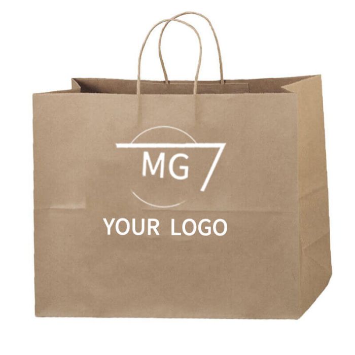 Custom Shopping Gift Bag 16W x 12H Recycled Paper Take-out Tote Retail Bags with Handles