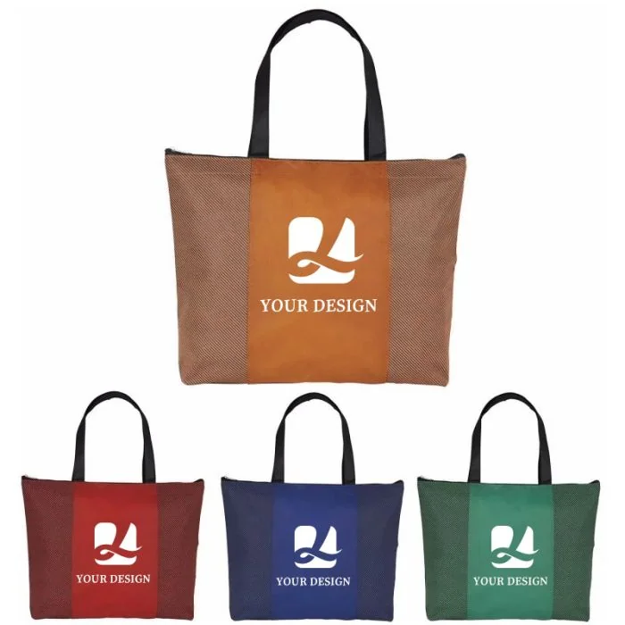 Custom Slanted Stripes Non-Woven Tote Bag 16.88" W x 13" H