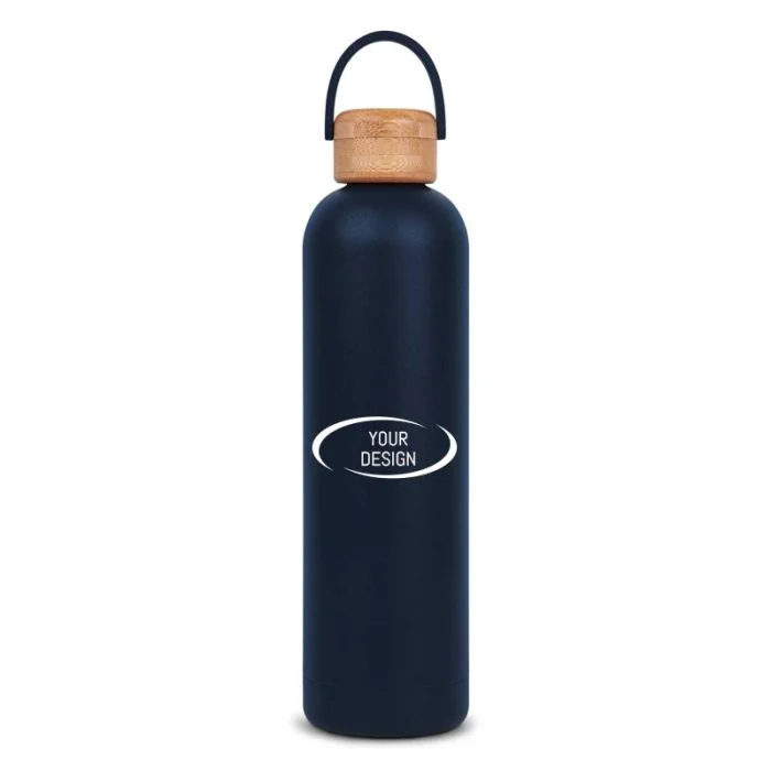 Custom Sleek 25 oz Vacuum-Insulated Stainless Steel Water Bottle with Bamboo Lid