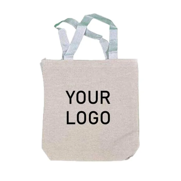 Custom Small Reusable 8.25"W x 8.75"H Bags Canvas Shopping Grocery Tote Merchandise Bag for Gift Candy Toy