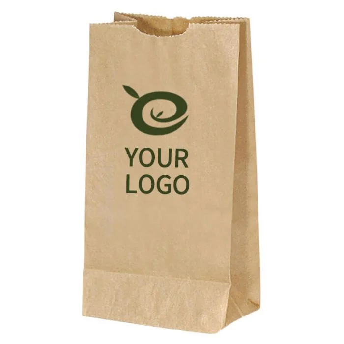 Custom Snack Popcorn Bags 4.75 x 8.75 inch Recycled Retail Kraft Paper Lunch Take out Bag