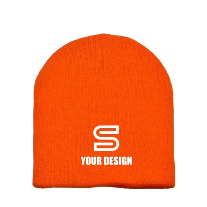 Custom Soft Short Knit Beanie with Full Color Logo
