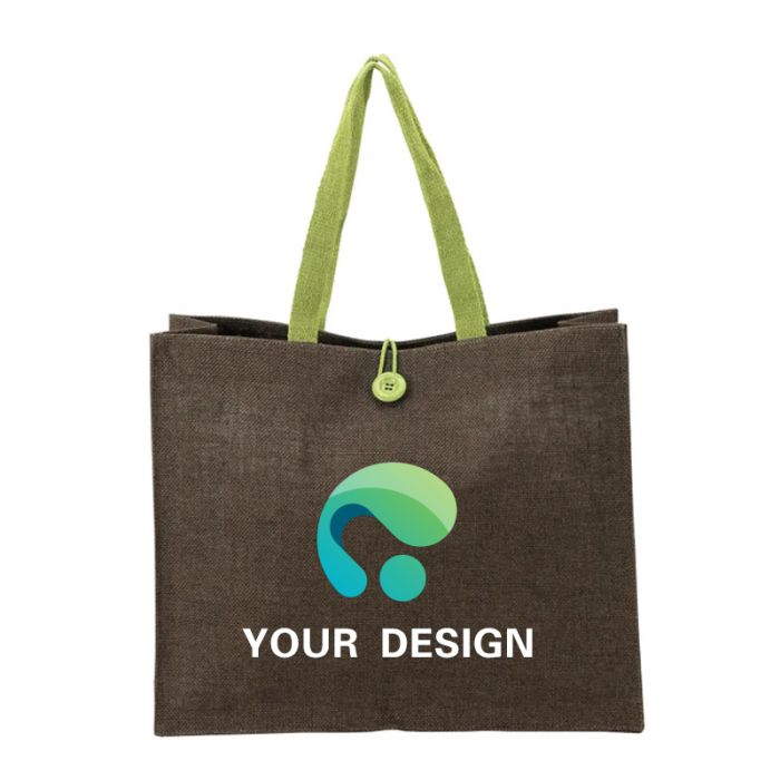 Custom Spacious Natural Jute Tote Bag 14" H x 16.5" W