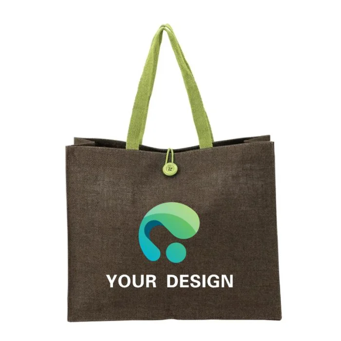 Custom Spacious Natural Jute Tote Bag 14" H x 16.5" W