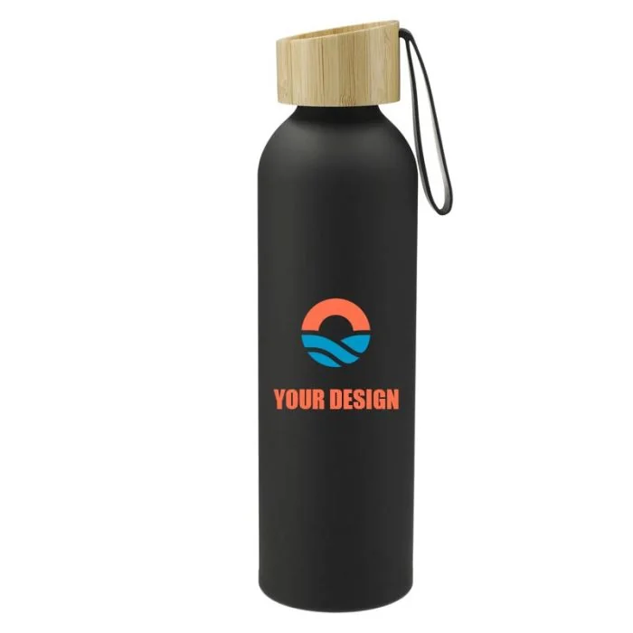 Custom Spill-Resistant 22oz Aluminum Sports Bottle with Bamboo Lid