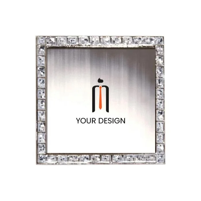 Custom Square Express Glitter Lapel Pins with Military Clutch Backing