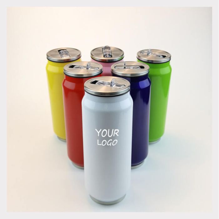 Custom Stainless Steel Water Bottle Cola Cooler Bottle Vacuum Flask Bottles with Lid and Pull-up Straw