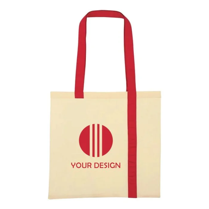Custom Striped Economy Cotton Canvas Tote Bag 15"H x 15.75" W