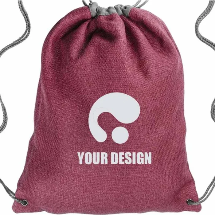 Custom Stylish Linen Drawstring Backpack 16"H x 17" W