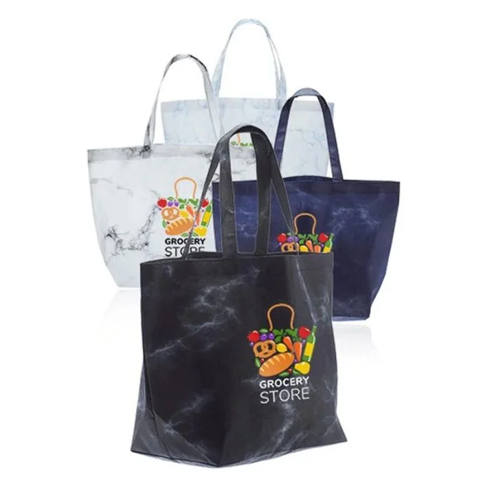 Custom Stylish Marble Design Non-Woven Tote Bag 12.75"H x 20" W