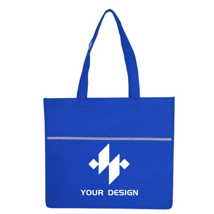 Custom Stylish Wave Design Non-Woven Shopping Tote Bag 13" H x 15" W