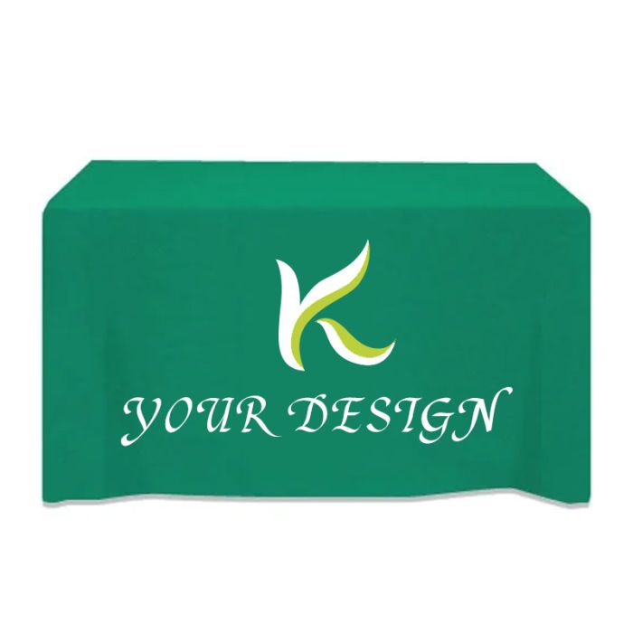 Custom Table Cover for 4-foot standard Table - Durable 3-sided Polyester/Cotton Blend with Logo Print