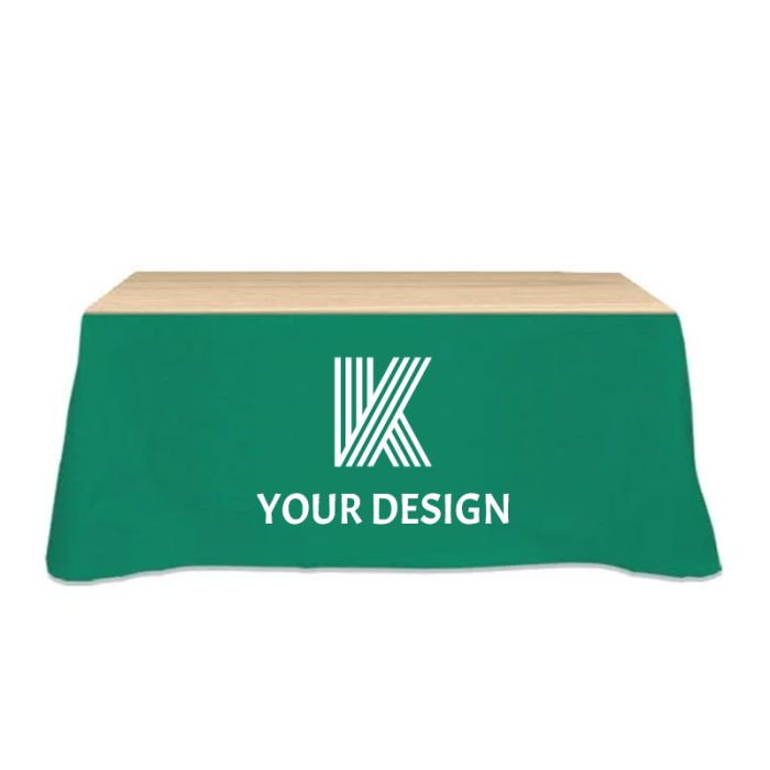 Custom Table Skirt for 6-Foot Table - Durable Polyester/Cotton Blend with Logo Print