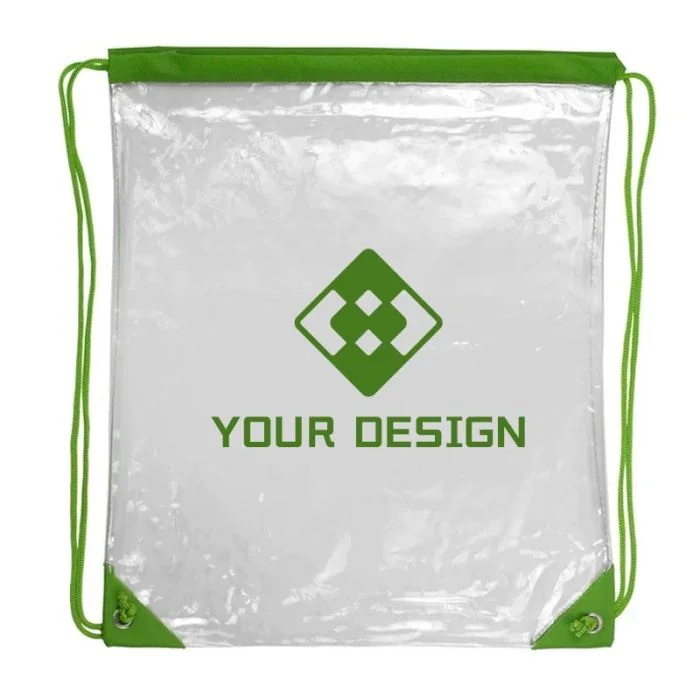 Custom Tall Clear Drawstring Cinch Pack Backpack 16"H x 13" W