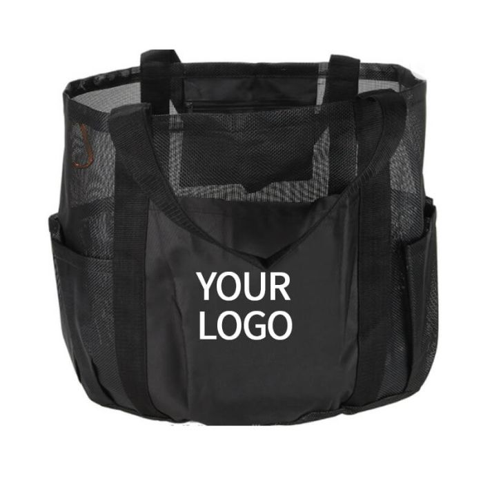 Custom Transparent Beach Bag 16" x 16" Shopping bag with Large Capacity and Multiple Pockets