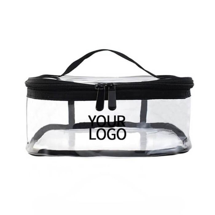 Custom Transparent Cosmetic Bags 8.3W x 3.5H Waterproof PVC Makeup Case  Clear Toiletry Bag