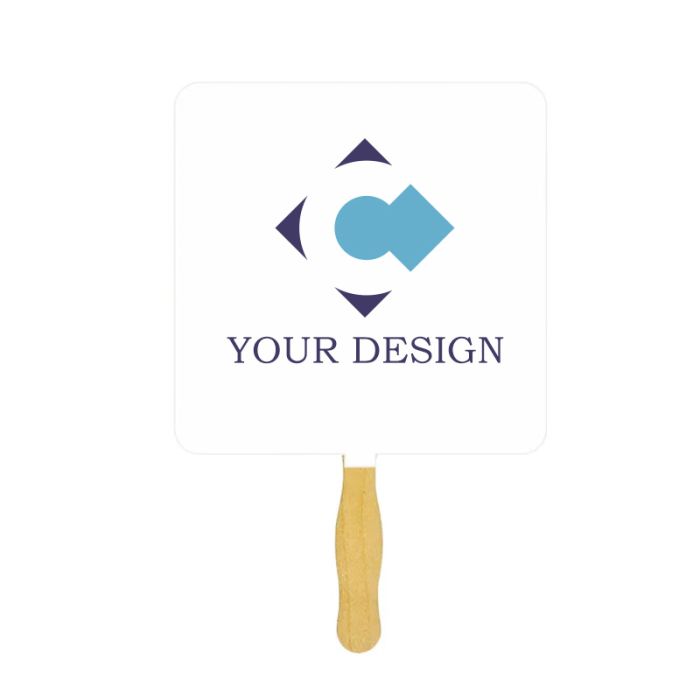 Custom Unique Square Glued Fans 7.5" - Perfect for Trade Shows & Outdoor Events