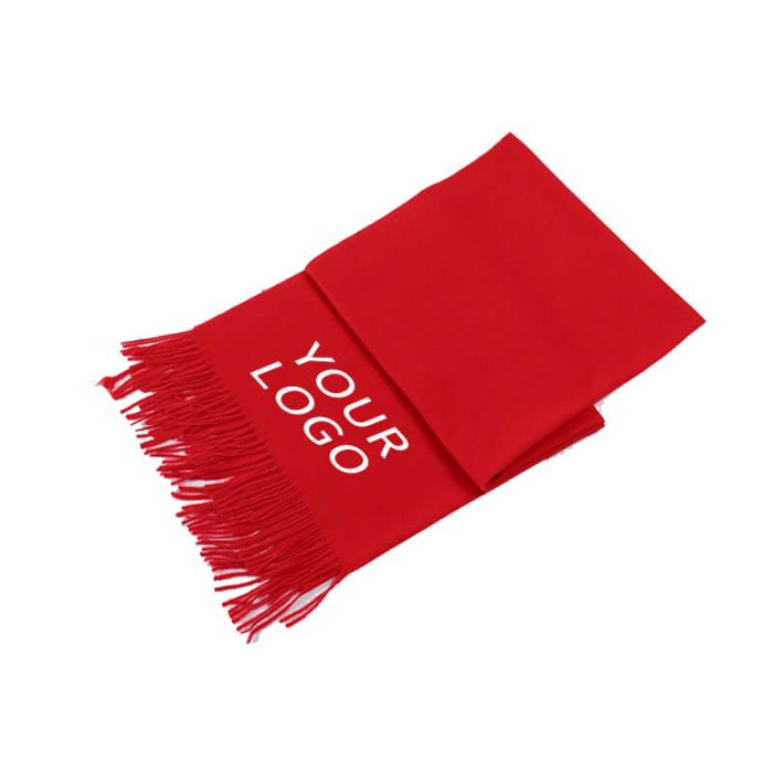 Custom Unisex Winter Warm Scarf with Long Tassels Red Shawl