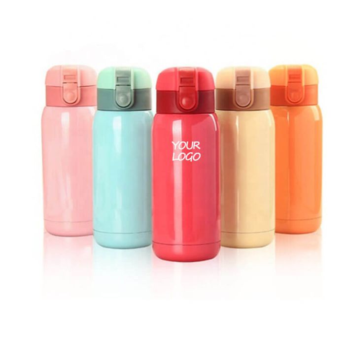 Custom Vacuum Flask Double Wall Insulated Thermos Bottle with Pop-up Lid for Cold Hot Drinks