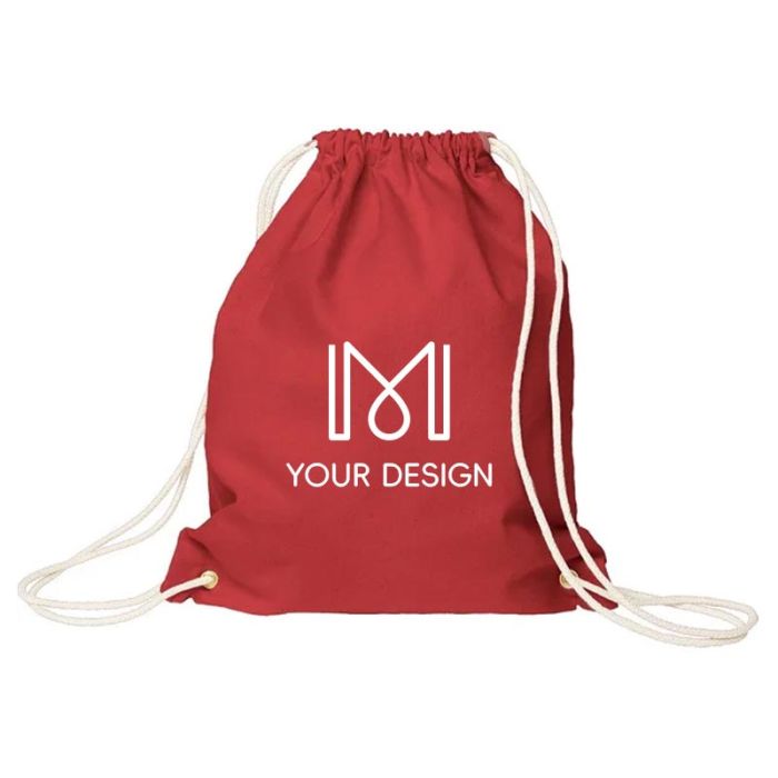 Custom Vibrant Colors Cotton Drawstring Backpack 17.5"H x 14.5" W