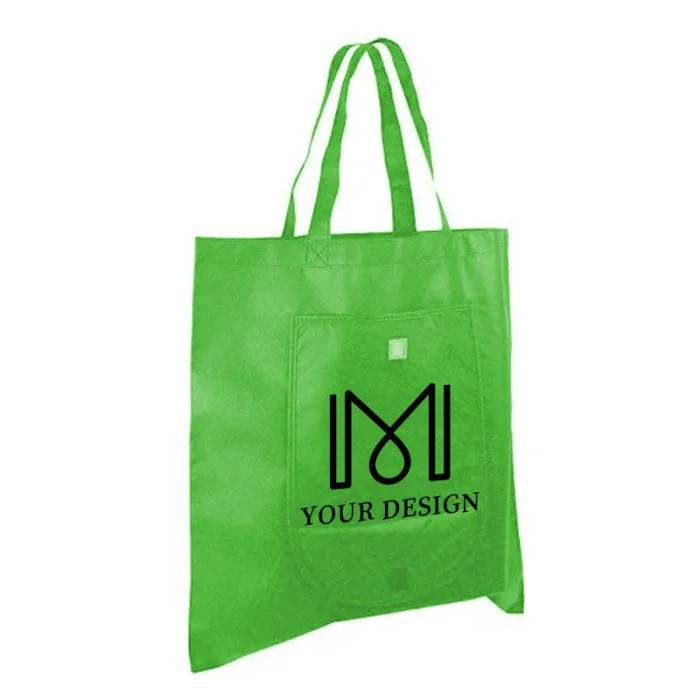 Custom Vibrant Non-Woven Fold and Go Tote Bag 15.75"H x 14.88" W
