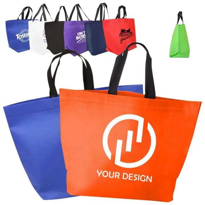 Custom Vibrant Two Tone Heat Sealed Nonwoven Shopper Tote 13" H x 19" W