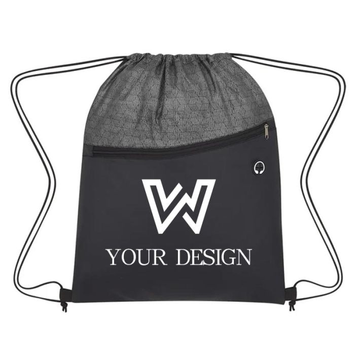 Custom Water-Resistant Non-Woven Cubic Drawstring Bag 17"H x 13" W