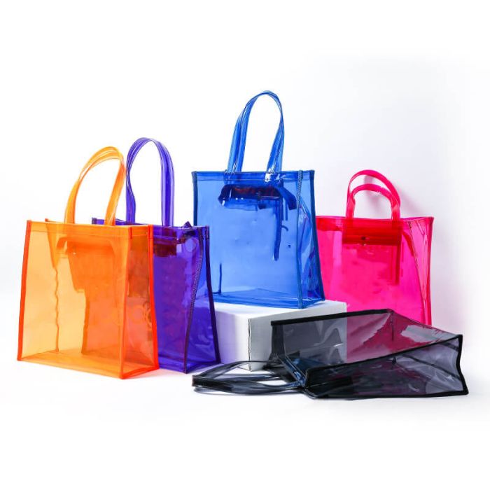 Orange Bucket Bag PVC Waterproof With Inner Pouch, Clear Bag