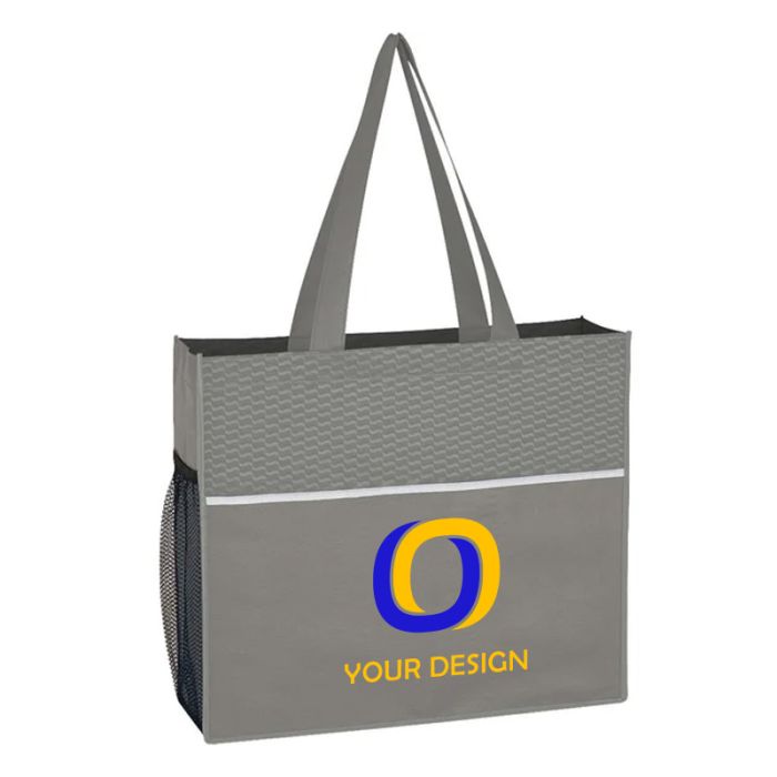 Custom Wave Design Non-Woven Tote Bag 13"H x 15" W