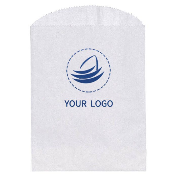 Custom White Recyclable Paper Gourmet Bags 5.75W x 7.5H Gift Snacks Food Grade Retail Bag