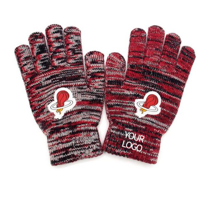 Custom Women Men Warm Striped Gloves Promotional Warm Stretch Knitted Winter Gloves