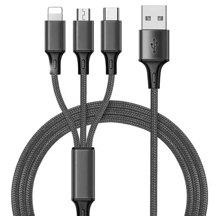 Free Gift for subtotal over $100 | 3 in 1 Data USB Cable Nylon Braided Fast Charging Cord for Micro Type C IOS Port