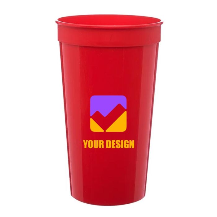 Customizable 32 Oz Vibrant Plastic Stadium Cup 